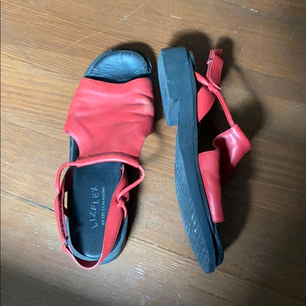 Red slingback sandals vintage